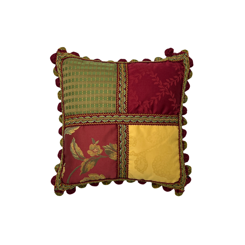 cuscino patchwork rosso verde 30x30